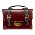 Vegan Leather Satchel – Handmade Burgundy Handbag with Gold Hardware & Adjustable Strap by navichi