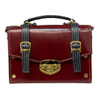 Vegan Leather Satchel – Handmade Burgundy Handbag with Gold Hardware & Adjustable Strap by navichi