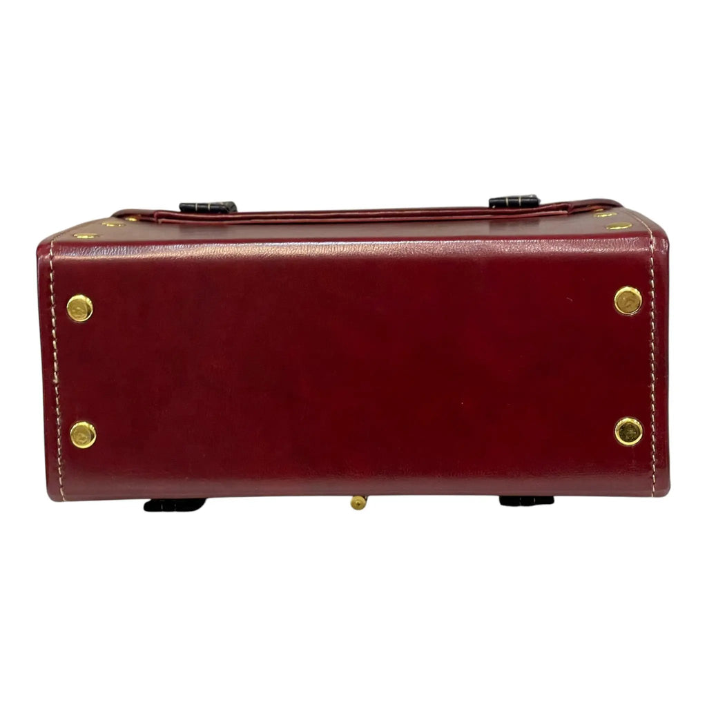 Vegan Leather Satchel – Handmade Burgundy Handbag with Gold Hardware & Adjustable Strap by navichi