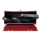 Vegan Leather Satchel – Handmade Burgundy Handbag with Gold Hardware & Adjustable Strap by navichi