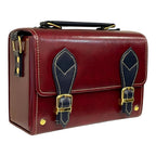 Vegan Leather Crossbody Bag – Handmade Burgundy Structured Mini Satchel With Gold Buckles by navichi