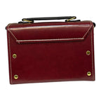 Vegan Leather Crossbody Bag – Handmade Burgundy Structured Mini Satchel With Gold Buckles by navichi