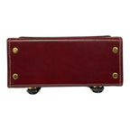 Vegan Leather Crossbody Bag – Handmade Burgundy Structured Mini Satchel With Gold Buckles by navichi