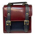 Vegan Leather Handbag – Handmade Burgundy Purse with Gold Buckles | Structured Mini Bag by navichi