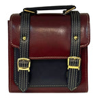 Vegan Leather Handbag – Handmade Burgundy Purse with Gold Buckles | Structured Mini Bag by navichi