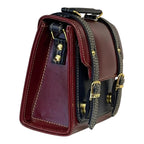 Vegan Leather Handbag – Handmade Burgundy Purse with Gold Buckles | Structured Mini Bag by navichi