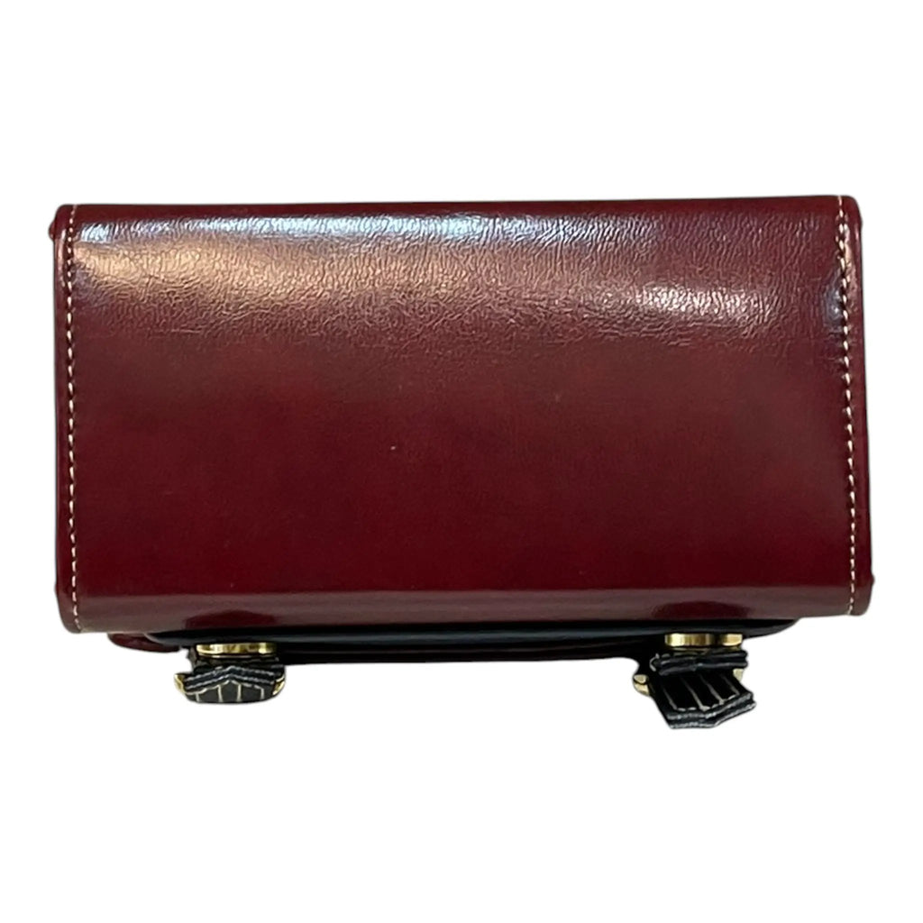 Vegan Leather Handbag – Handmade Burgundy Purse with Gold Buckles | Structured Mini Bag by navichi