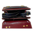 Vegan Leather Handbag – Handmade Burgundy Purse with Gold Buckles | Structured Mini Bag by navichi