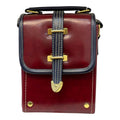 Vegan Leather Crossbody Bag – Handmade Burgundy Structured Box Purse with Gold Hardware by navichi