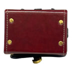 Vegan Leather Crossbody Bag – Handmade Burgundy Structured Box Purse with Gold Hardware by navichi