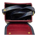 Vegan Leather Crossbody Bag – Handmade Burgundy Structured Box Purse with Gold Hardware by navichi