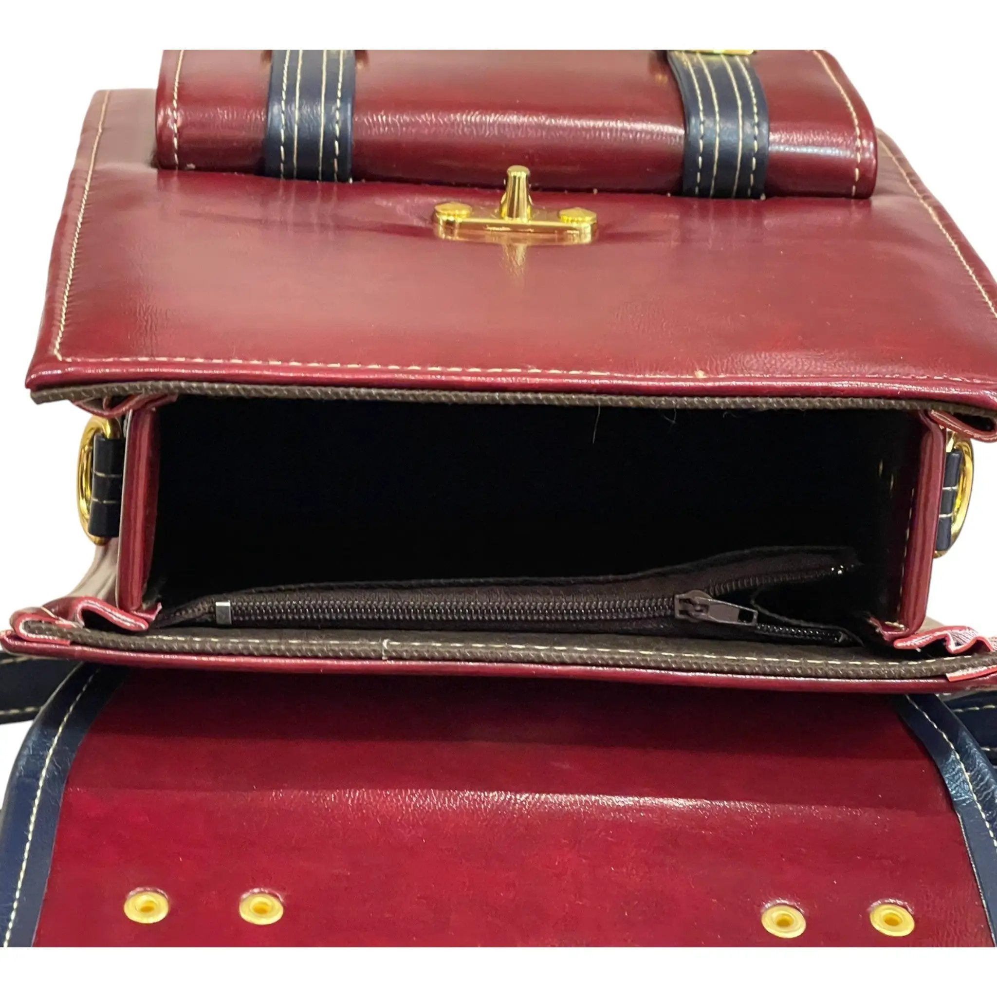 Vegan Leather Backpack – Handmade Burgundy Satchel Bag with Adjustable Shoulder Straps by navichi