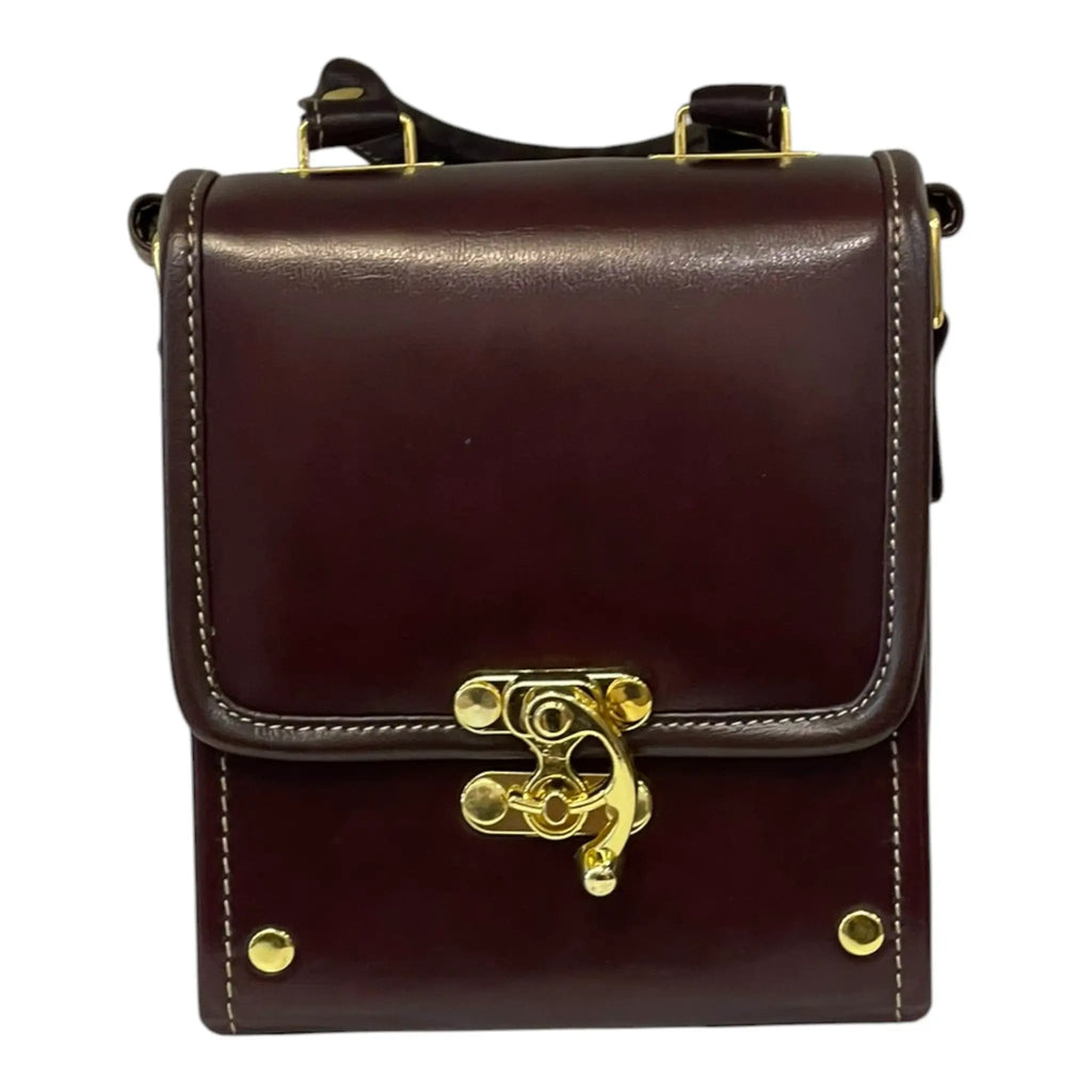 Vegan Leather Crossbody Bag – Handmade Chocolate Brown Compact Shoulder Bag by navichi