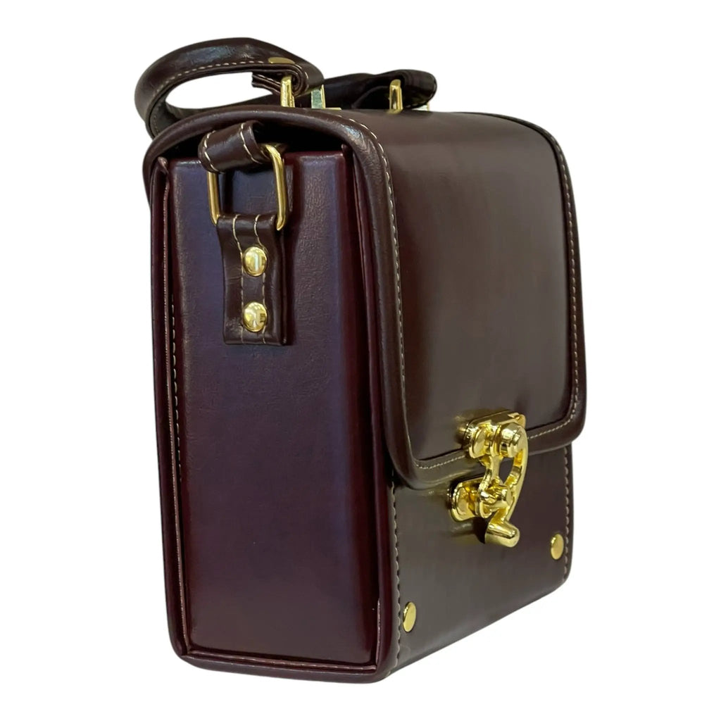 Vegan Leather Crossbody Bag – Handmade Chocolate Brown Compact Shoulder Bag by navichi