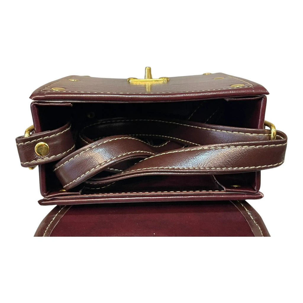 Vegan Leather Crossbody Bag – Handmade Chocolate Brown Compact Shoulder Bag by navichi