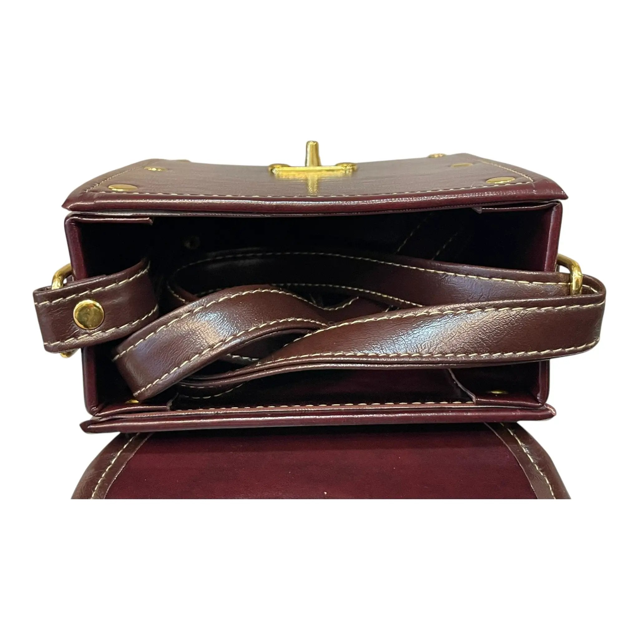 Vegan Leather Crossbody Bag – Handmade Chocolate Brown Compact Shoulder Bag by navichi