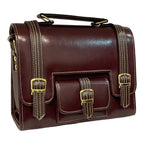 Vegan Leather Satchel – Handmade Brown Satchel Bag with Gold Hardware Purse by navichi