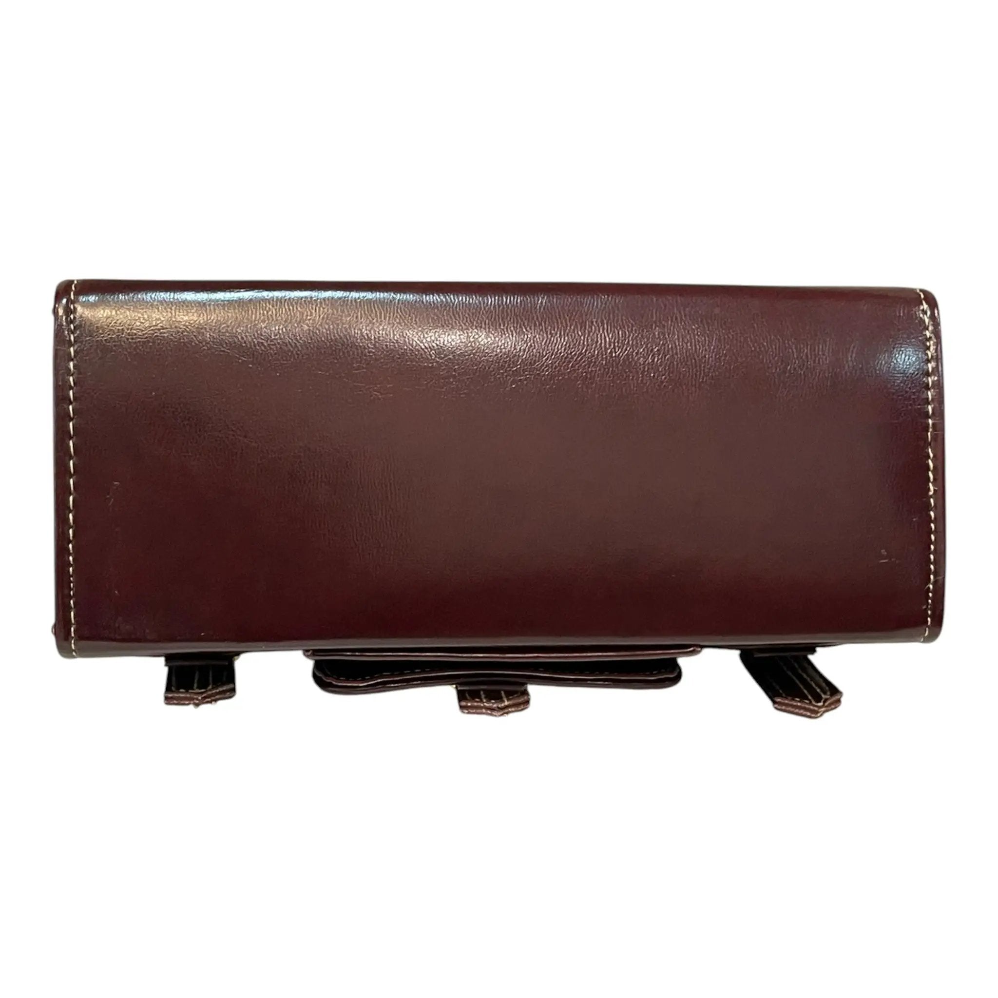 Vegan Leather Satchel – Handmade Structured Brown Crossbody Bag with Gold Buckle by navichi