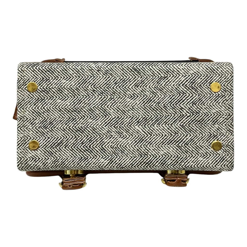 Vegan Leather Satchel – Handmade Navy Tan Satchel with Gold Hardware | Compact Structured Bag 21x14x9 cm by navichi
