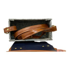Vegan Leather Satchel – Handmade Navy Tan Satchel with Gold Hardware | Compact Structured Bag 21x14x9 cm by navichi