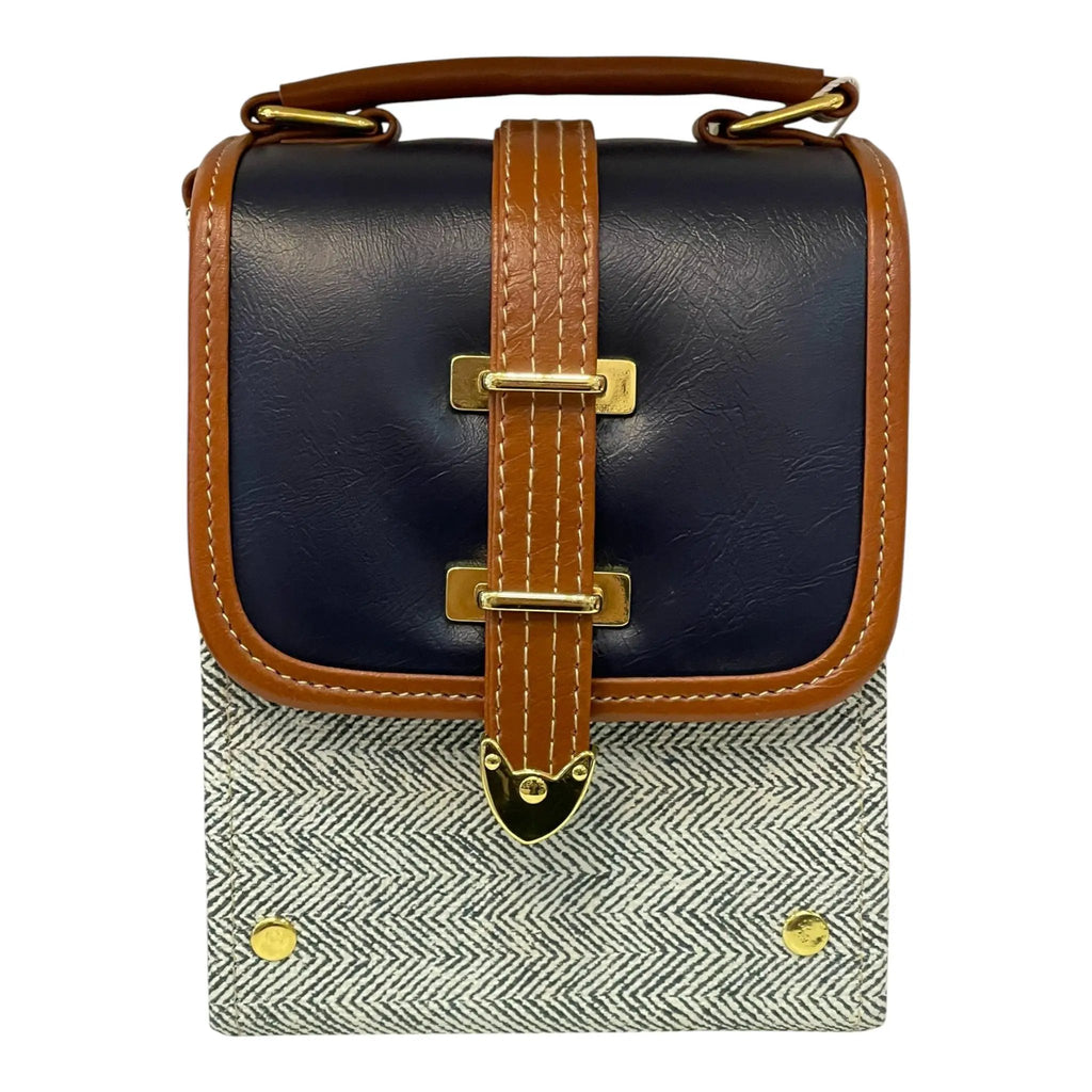 Vegan Leather Crossbody – Handmade Tweed Compact Bag With Adjustable Strap by navichi