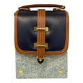 Vegan Leather Crossbody – Handmade Tweed Compact Bag With Adjustable Strap by navichi