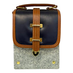 Vegan Leather Crossbody – Handmade Tweed Compact Bag With Adjustable Strap by navichi