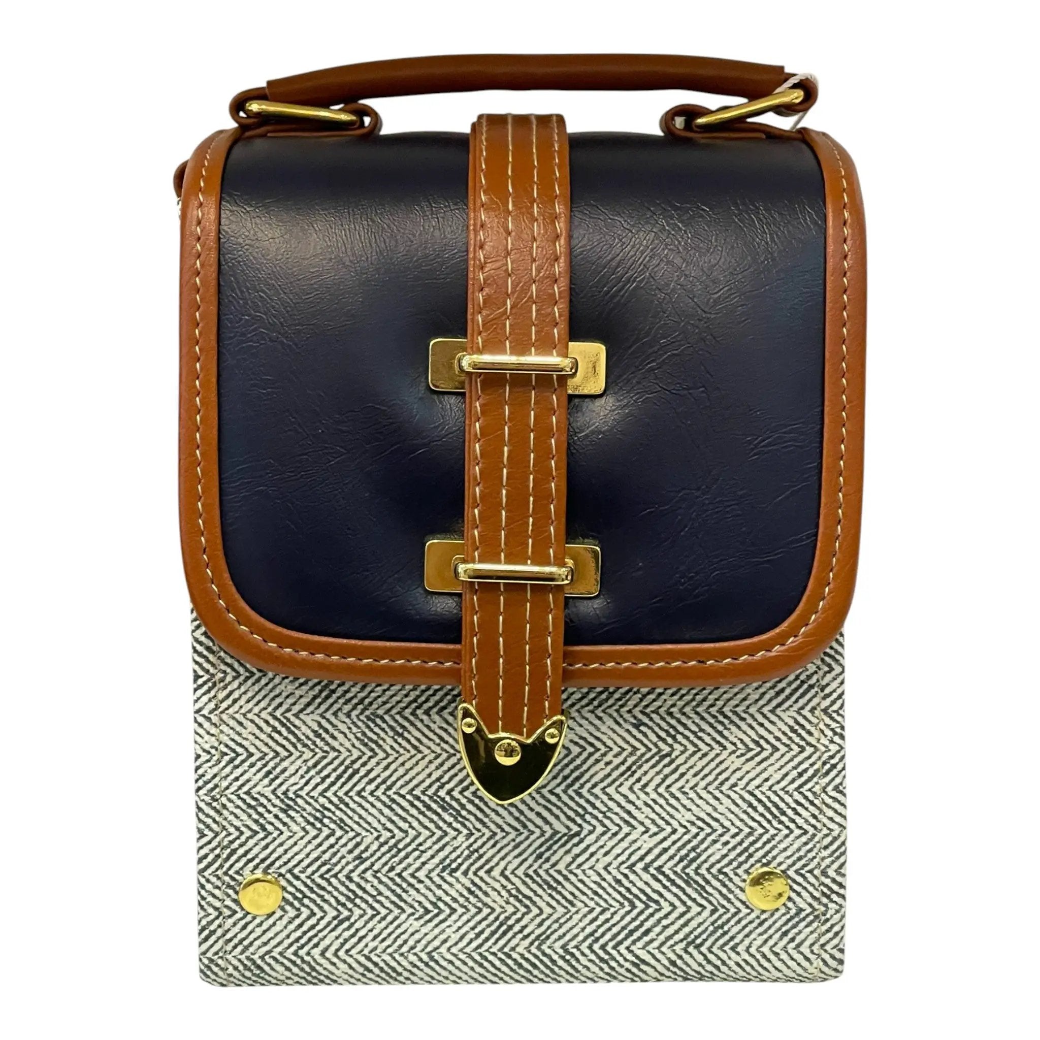 Vegan Leather Crossbody – Handmade Tweed Compact Bag With Adjustable Strap by navichi