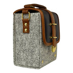 Vegan Leather Crossbody – Handmade Tweed Compact Bag With Adjustable Strap by navichi