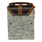 Vegan Leather Crossbody – Handmade Tweed Compact Bag With Adjustable Strap by navichi