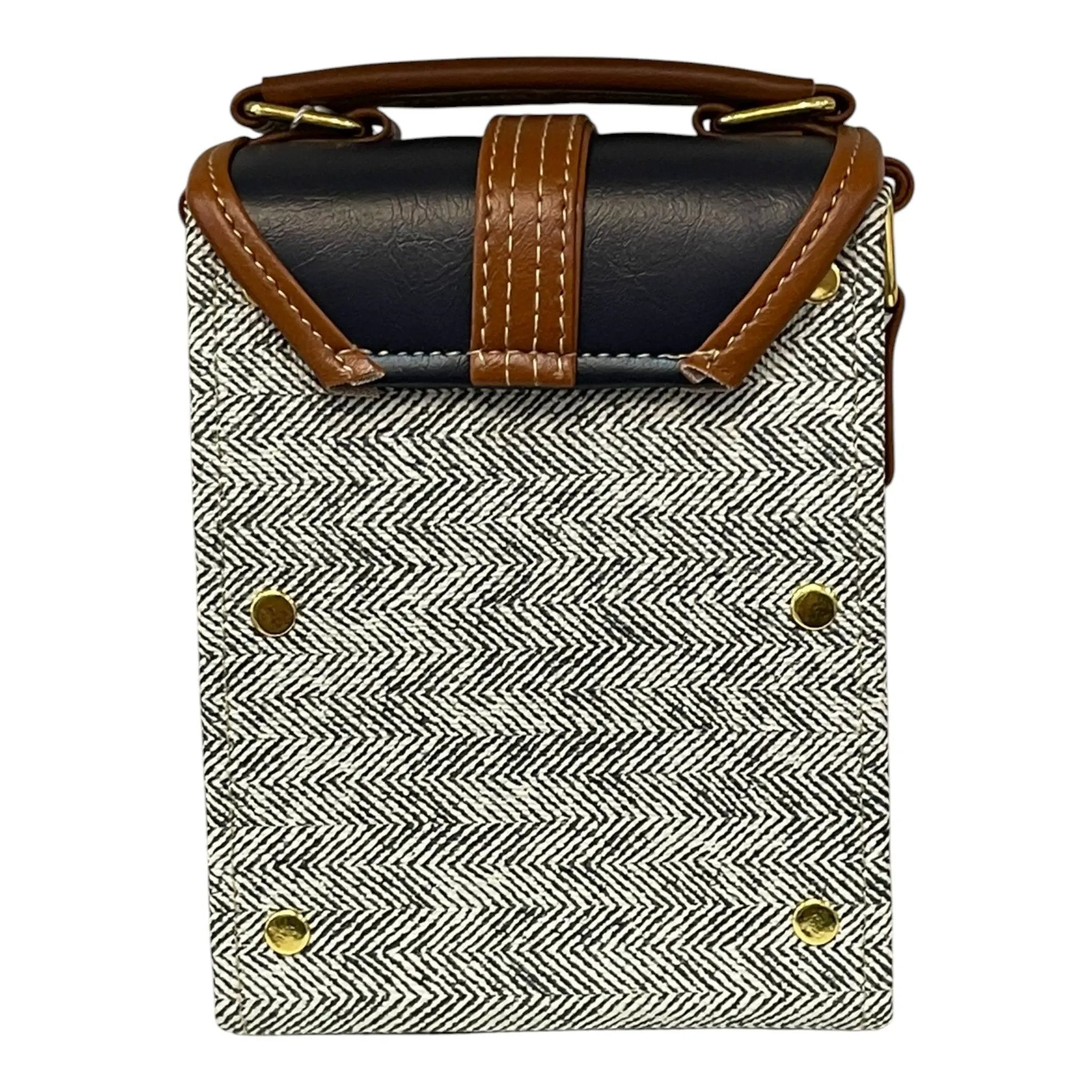 Vegan Leather Crossbody – Handmade Tweed Compact Bag With Adjustable Strap by navichi