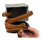 Vegan Leather Crossbody – Handmade Tweed Compact Bag With Adjustable Strap by navichi