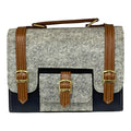 Vegan Leather Satchel – Handmade Classic Navy Canvas Satchel with Adjustable Crossbody Strap by navichi