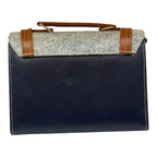Vegan Leather Satchel – Handmade Classic Navy Canvas Satchel with Adjustable Crossbody Strap by navichi