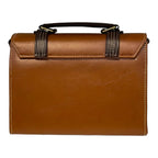 Vegan Leather Satchel – Handmade Brown Houndstooth Pattern Bag with Gold Hardware by navichi