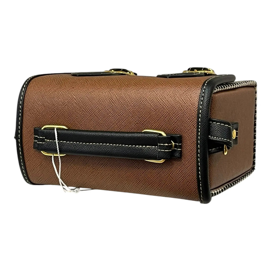 Vegan Leather Satchel – Handmade Vintage Crossbody Purse | Brown Houndstooth Bag by navichi