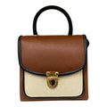 Vegan Leather Handbag – Handmade French Satchel Bag with Gold Clasp Closure by navichi
