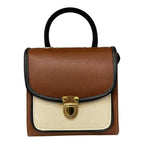 Vegan Leather Handbag – Handmade French Satchel Bag with Gold Clasp Closure by navichi