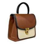 Vegan Leather Handbag – Handmade French Satchel Bag with Gold Clasp Closure by navichi