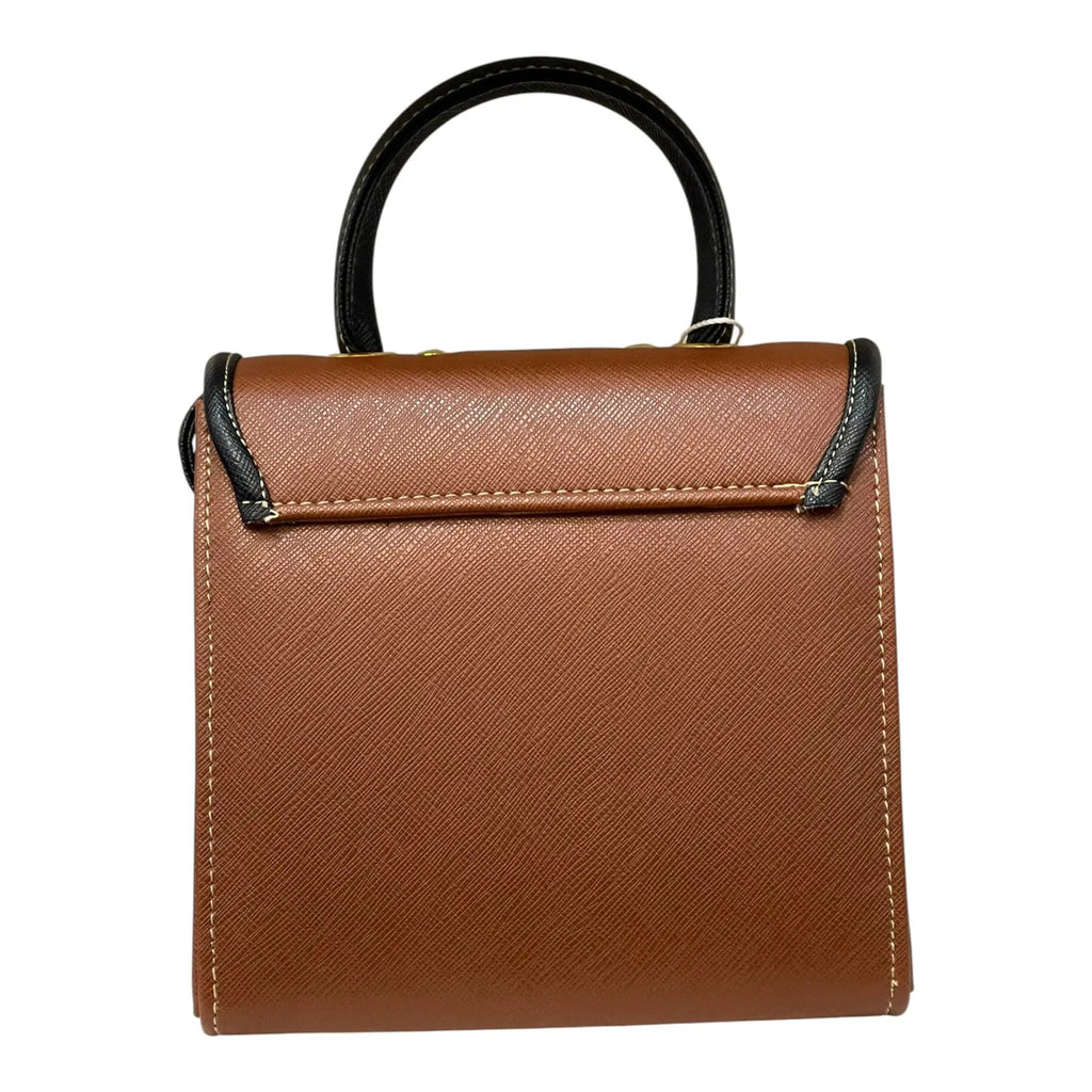 Vegan Leather Handbag – Handmade French Satchel Bag with Gold Clasp Closure by navichi