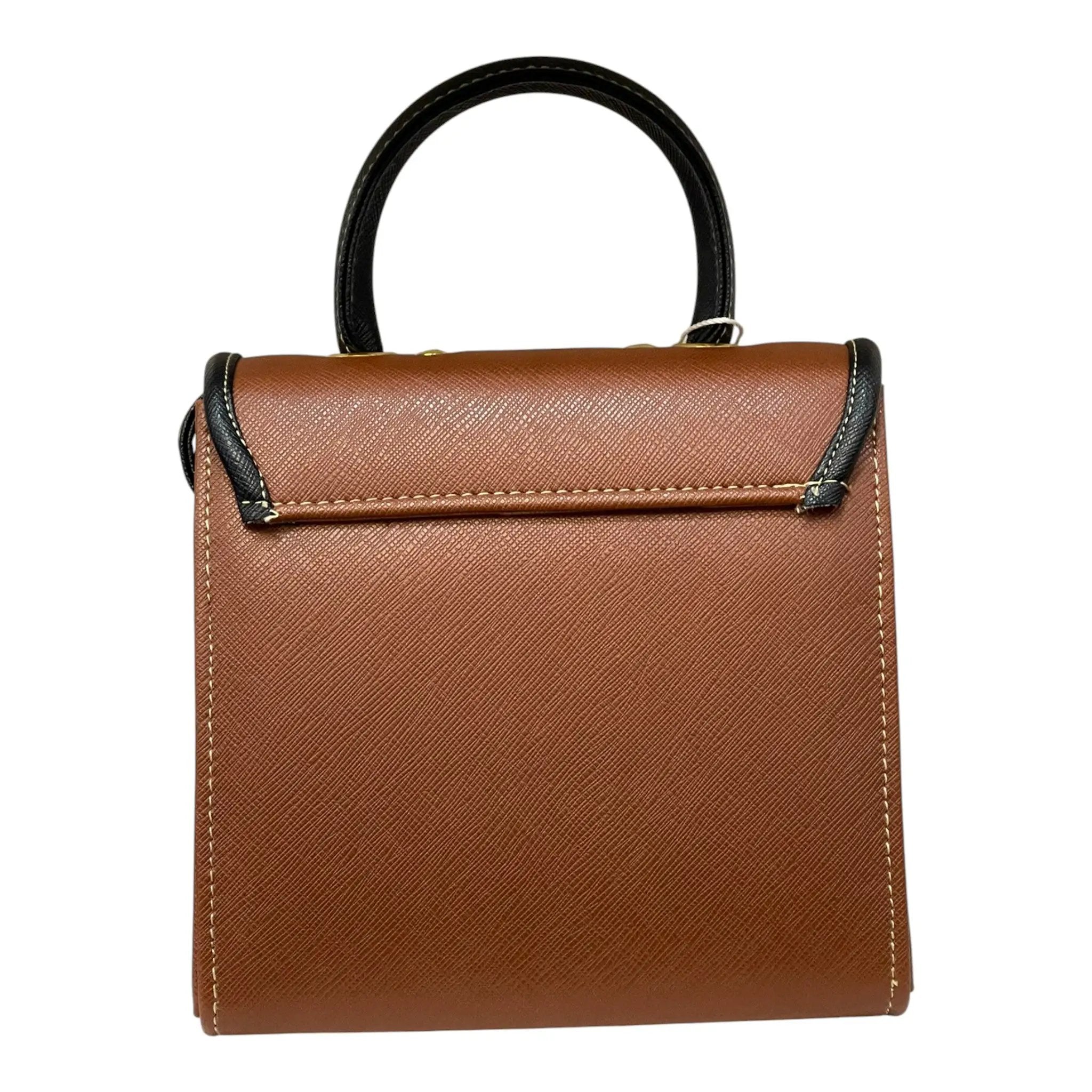 Vegan Leather Handbag – Handmade French Satchel Bag with Gold Clasp Closure by navichi