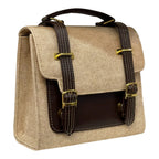Vegan Leather Satchel – Handmade Canvas Bag With Adjustable Buckle Straps & Top Handle by navichi