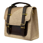 Vegan Leather Satchel – Handmade Canvas Bag With Adjustable Buckle Straps & Top Handle by navichi