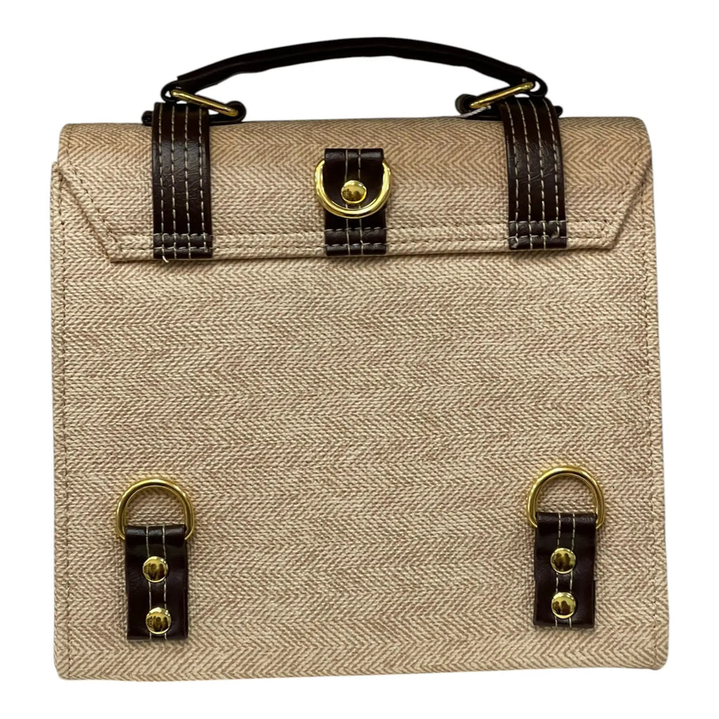 Vegan Leather Satchel – Handmade Canvas Bag With Adjustable Buckle Straps & Top Handle by navichi
