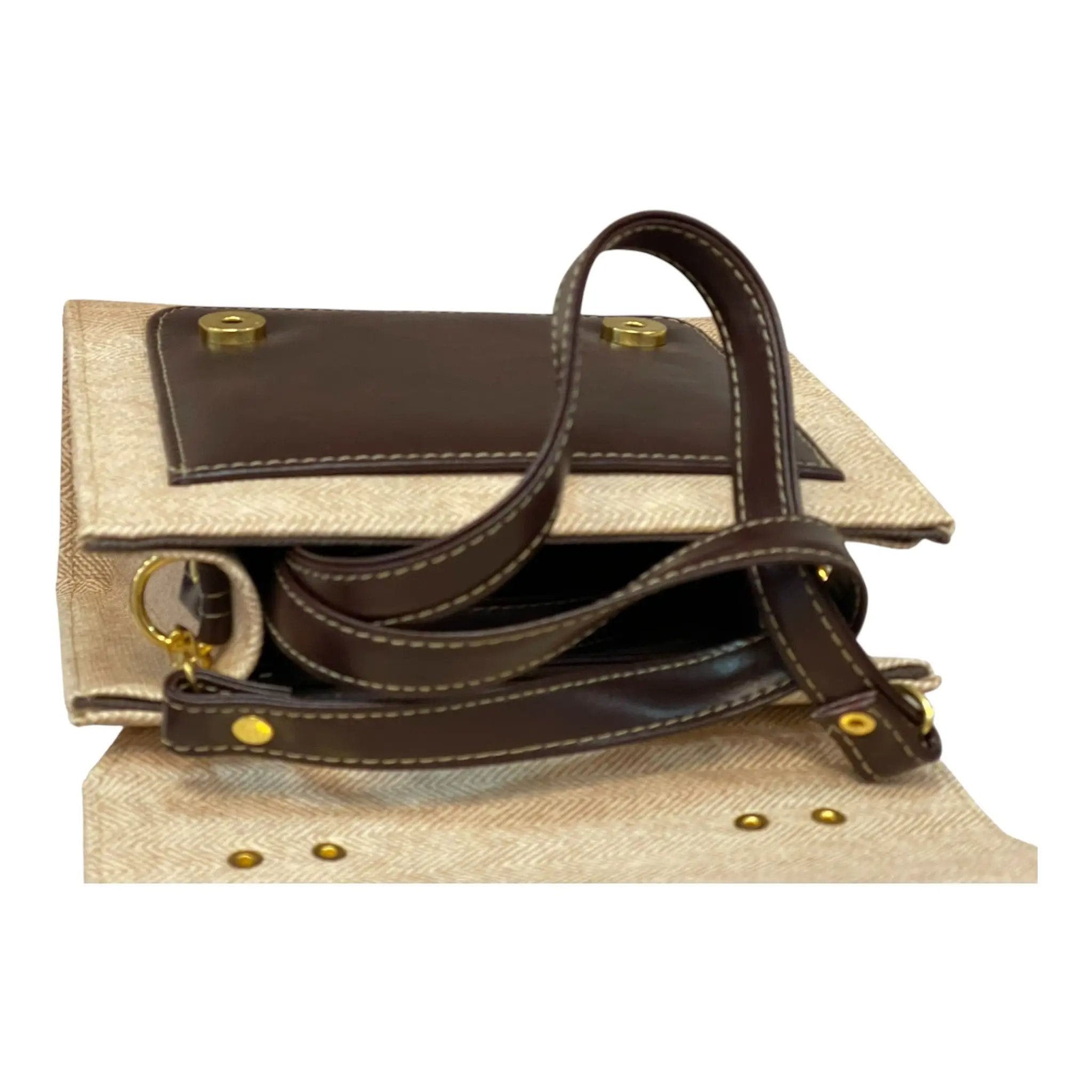 Vegan Leather Satchel – Handmade Canvas Bag With Adjustable Buckle Straps & Top Handle by navichi