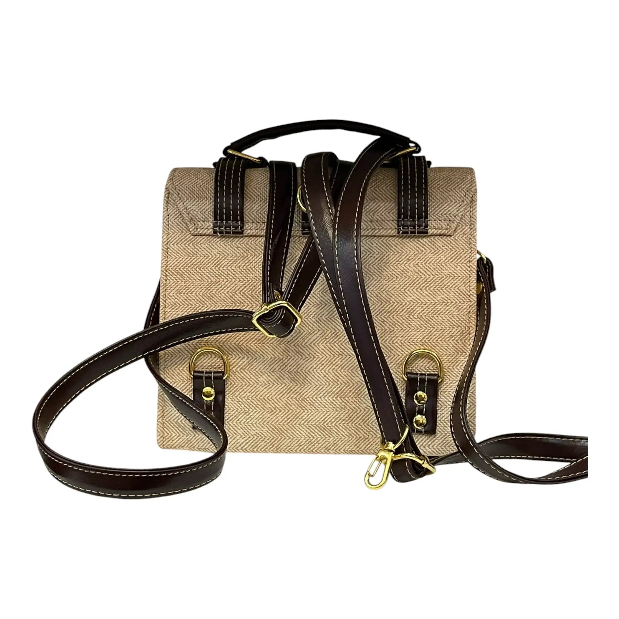 Vegan Leather Satchel – Handmade Canvas Bag With Adjustable Buckle Straps & Top Handle by navichi