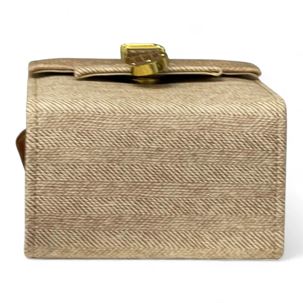 Vegan Leather Handbag – Handmade Beige Crossbody Bag With Gold Accent, Compact by navichi