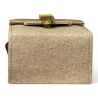 Vegan Leather Handbag – Handmade Beige Crossbody Bag With Gold Accent, Compact by navichi