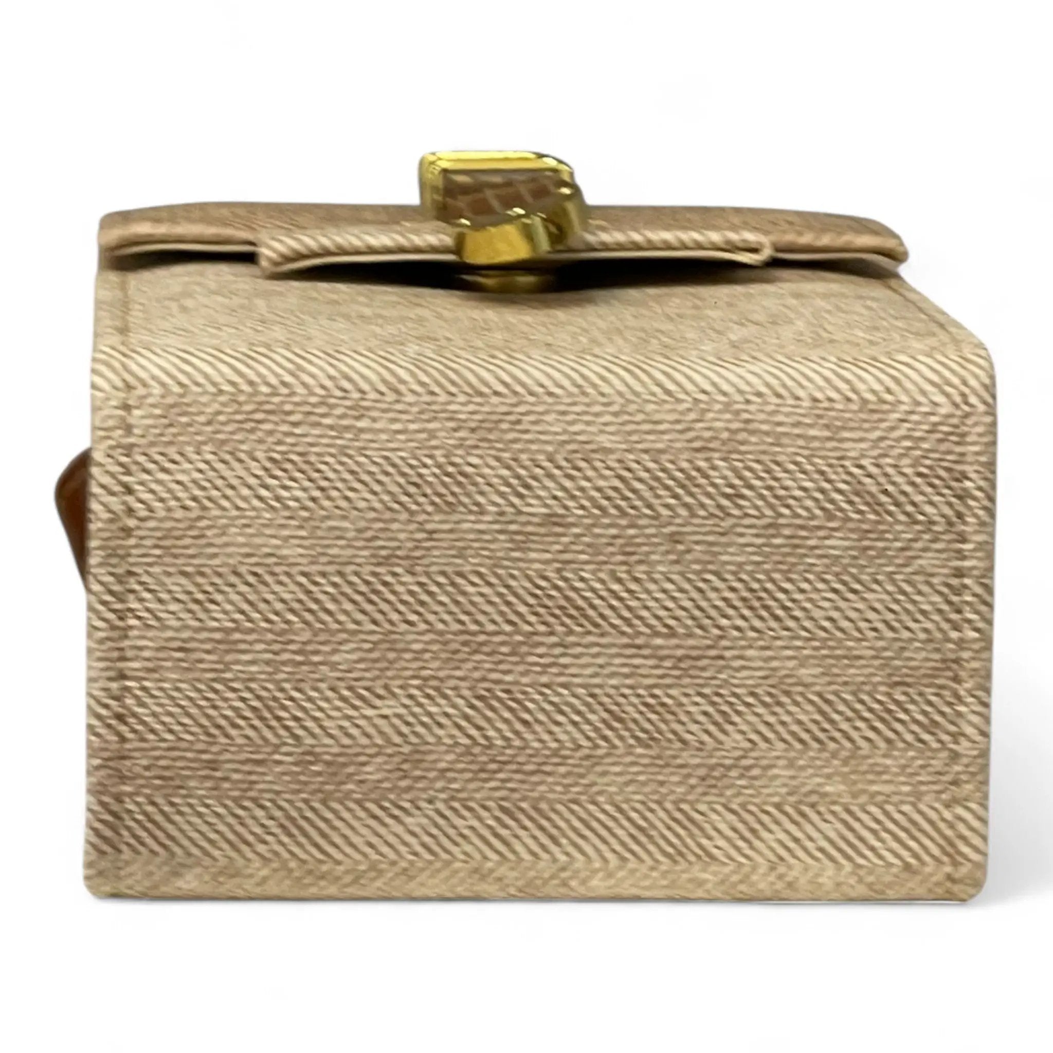 Vegan Leather Handbag – Handmade Beige Crossbody Bag With Gold Accent, Compact by navichi