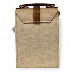 Vegan Leather Handbag – Handmade Beige Crossbody Bag With Gold Accent, Compact by navichi